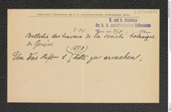 k.k. naturhistorisches Hofmuseum, Intendanzakten 1885-1896 (Hauer), Aktenzahl Z.257/1891, Seite 1